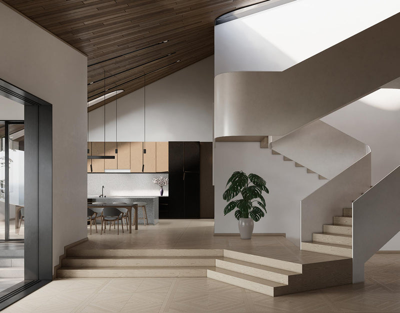 Enscape rendering binnen een moderne huis